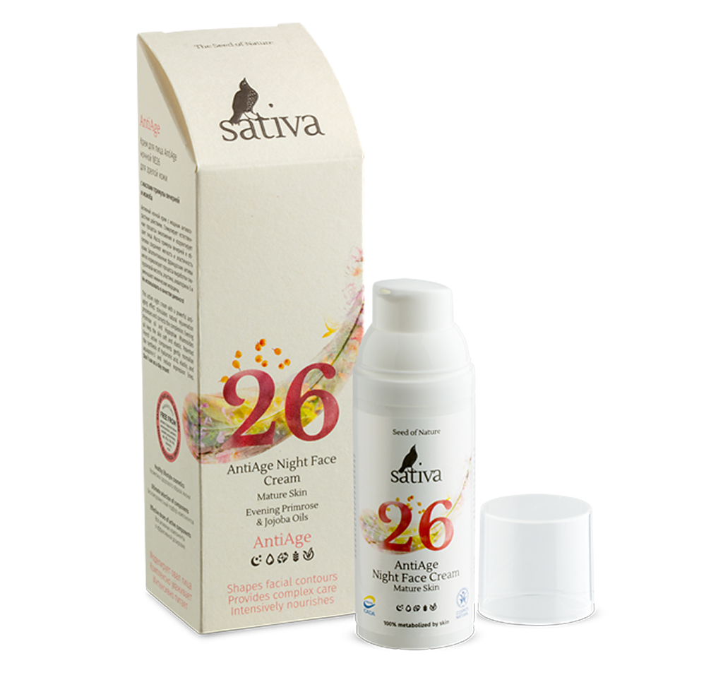 Крем для лица AntiAge ночной №26 для зрелой кожи Sativa 50 мл